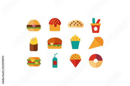different fast food vector icon