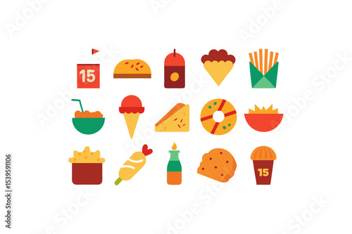 different fast food vector icon
