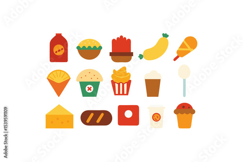 different fast food vector icon
