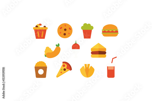 different fast food vector icon