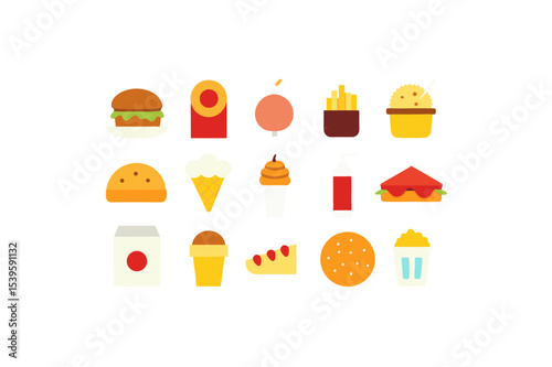 different fast food vector icon