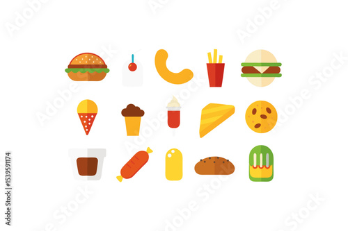 different fast food vector icon