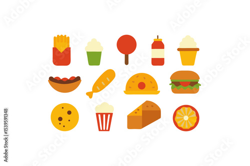 different fast food vector icon