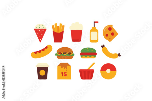 different fast food vector icon