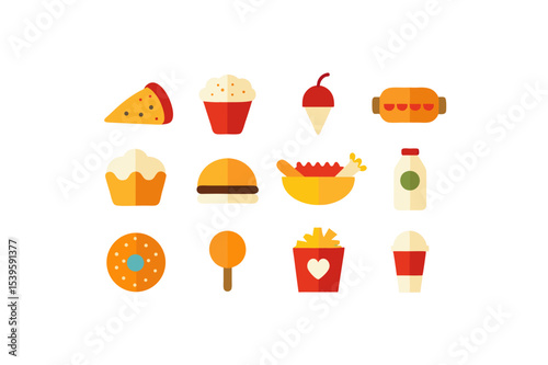 different fast food vector icon