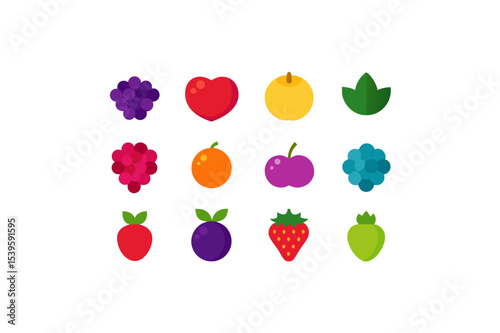 different fruits vector icon set