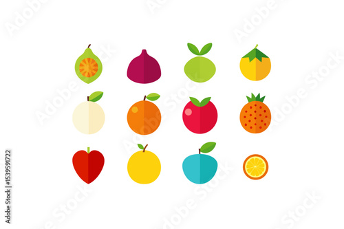 different fruits vector icon set