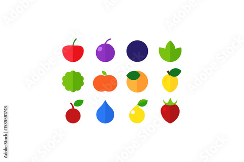 different fruits vector icon set