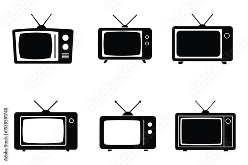 Retro Television Icons Vintage TV Set Collection, Classic Broadcast Design