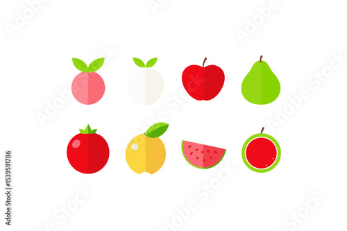 different fruits vector icon set