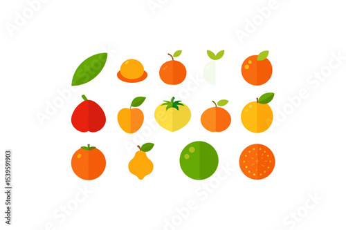 different fruits vector icon set