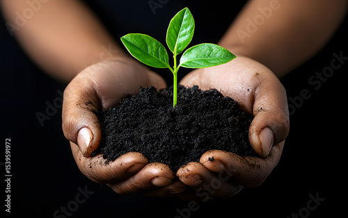 young plant in hands