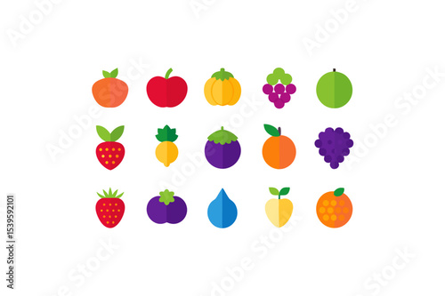 different fruits vector icon set