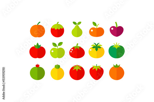 different fruits vector icon set