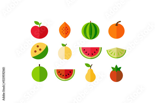 different fruits vector icon set