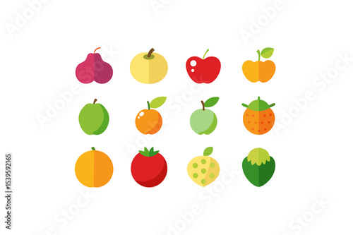 different fruits vector icon set