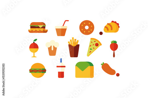 different-fast-food-vector-icon set