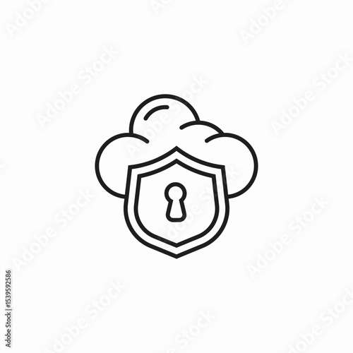 cloud security lock  icon sign vector