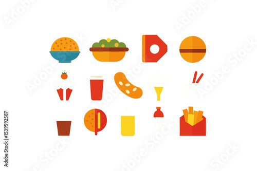 different-fast-food-vector-icon set