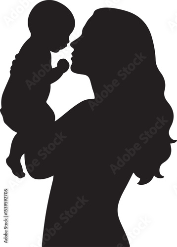 Mother and Baby Silhouette Love Care and Bonding Ideal for Motherhood Parenting Nursery Decor and Family Concepts