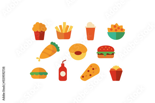 different-fast-food-vector-icon set