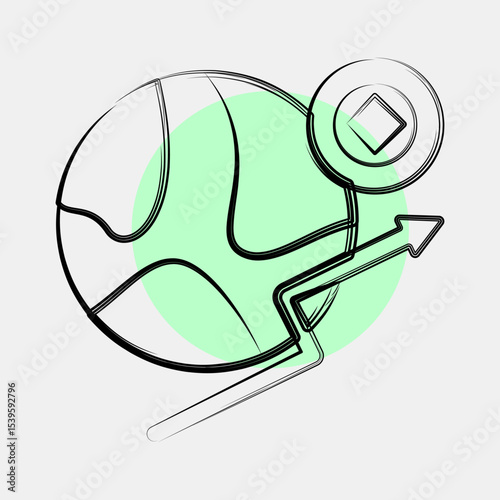 Icon economic freedom. Crypto currency elements. Icon in color spot style.
