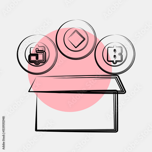 Icon initial coin offering. Crypto currency elements. Icon in color spot style.