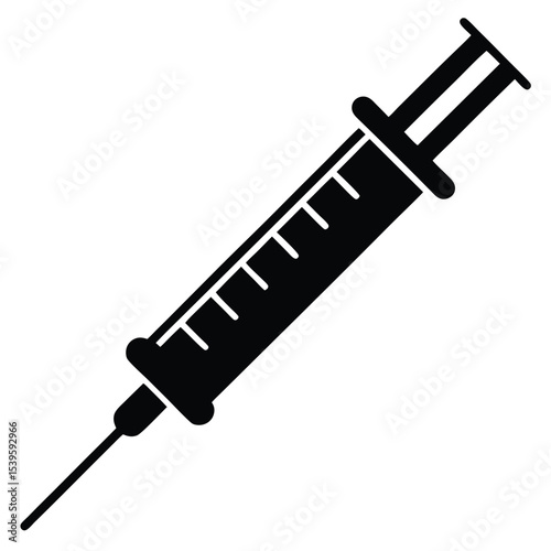 vaccine-syringe icon black vector illustration on transparent background