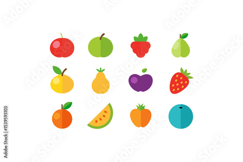 different-fruits-vector-icon set 