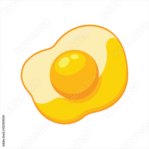 Cartoon Style Fried Egg Illustration with Bright Yellow Yolk