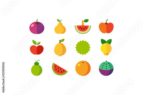 different-fruits-vector-icon set 