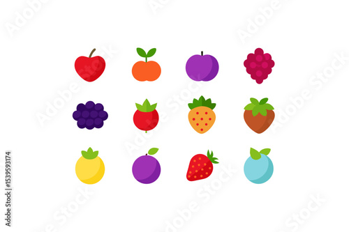 different-fruits-vector-icon set 