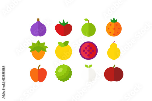 different-fruits-vector-icon set 