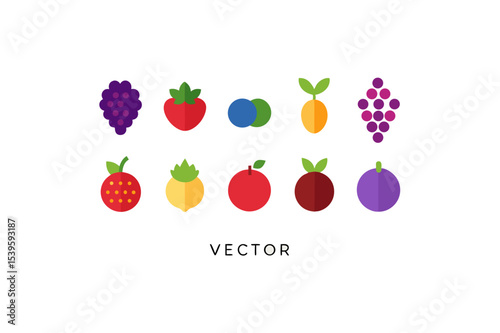 different-fruits-vector-icon set 