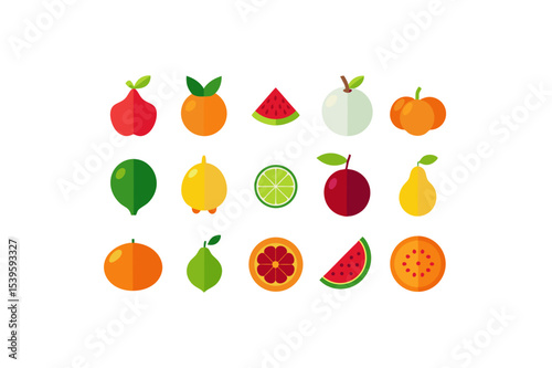 different-fruits-vector-icon set 