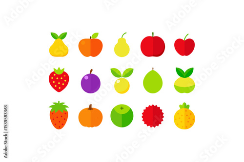 different-fruits-vector-icon set 