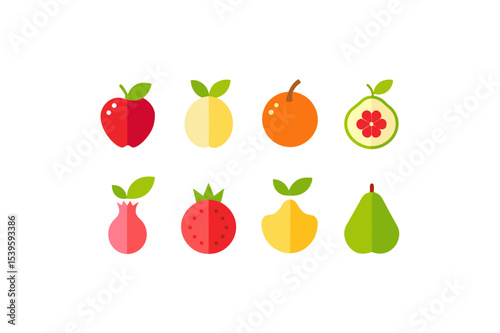 different-fruits-vector-icon set 