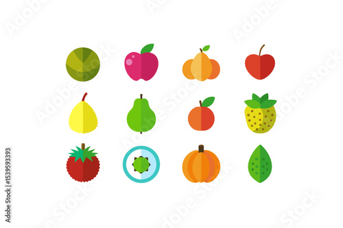different-fruits-vector-icon set 