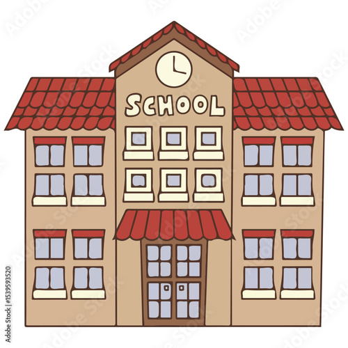 concept school supplies education building isolated vector illustration