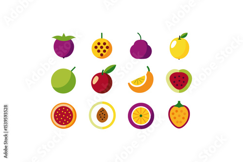 different-fruits-vector-icon set 