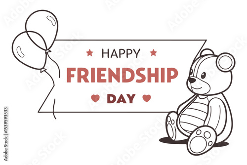 Minimalist teddy bear illustration sitting beside object
