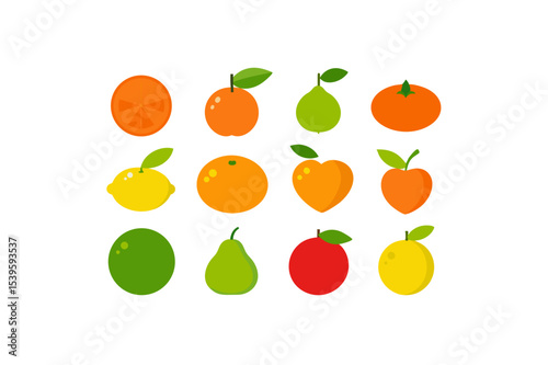 different-fruits-vector-icon set 
