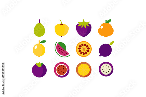 different-fruits-vector-icon set 