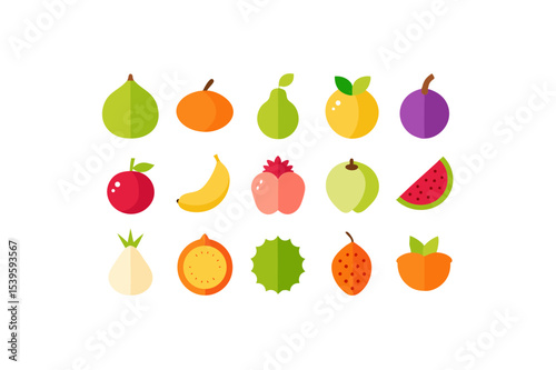 different-fruits-vector-icon set 