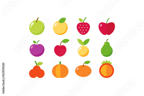 different-fruits-vector-icon set 