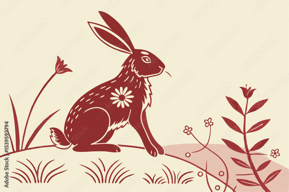 Obraz premium Easter Rabbit Silhouette – Festive Vector Illustration for Seasonal Design