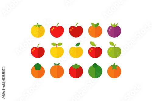 different-fruits-vector-icon set 