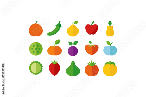 different-fruits-vector-icon set 