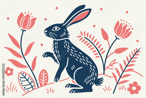Easter Rabbit Silhouette – Festive Vector Illustration for Seasonal Design