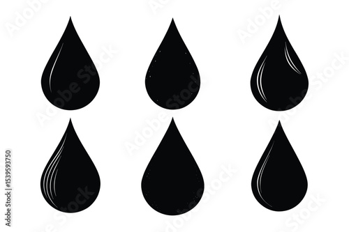 Water Drop Icons  A Collection of Six Diverse and Stylish Liquid Drop Illustrations